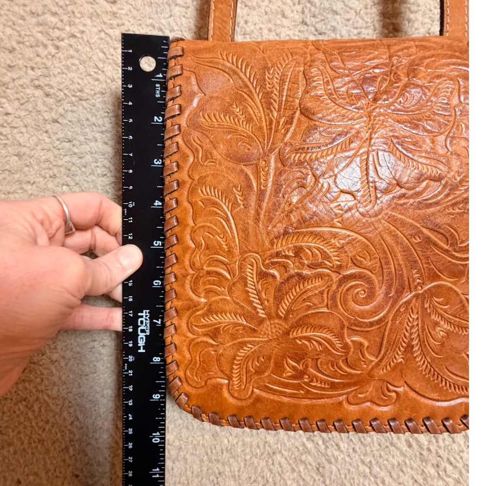 Patricia Nash Granada Tooled Leather Crossbody Bag Tan Floral Western Boho - Picture 12 of 16